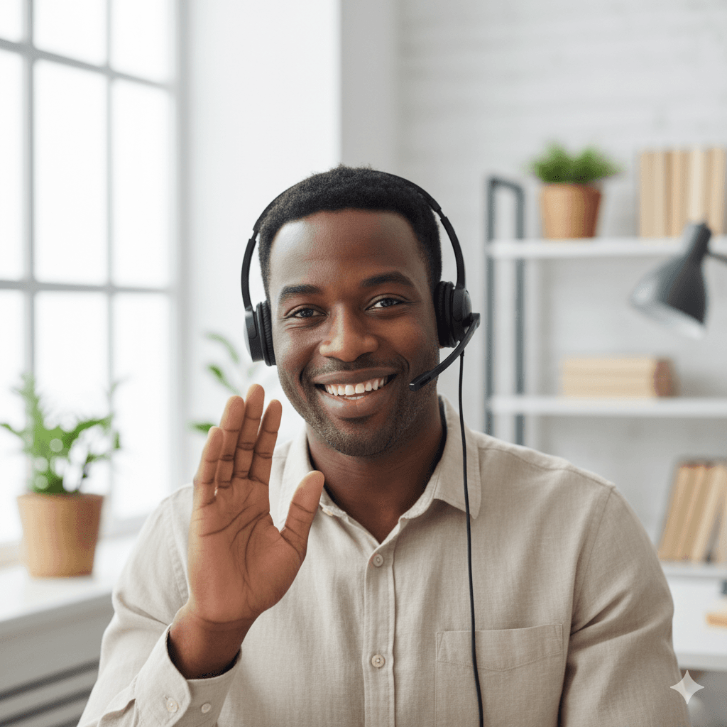 A friendly professional on a video call